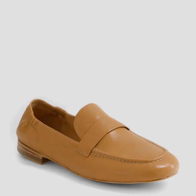 EFRAN W - DARK TAN LEATHER LOAFER FLATS