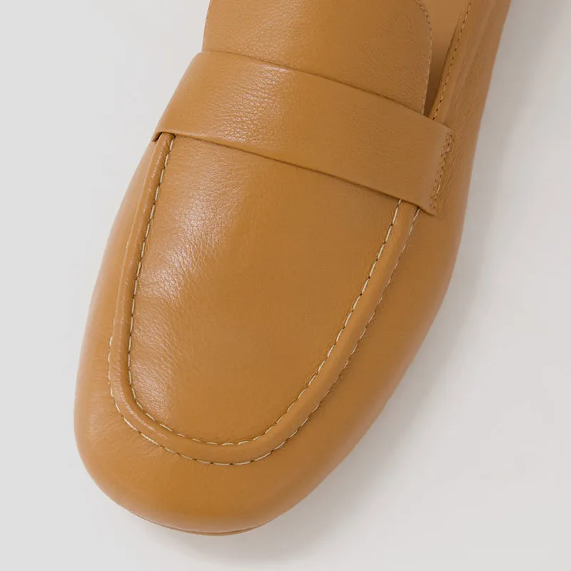 EFRAN W - DARK TAN LEATHER LOAFER FLATS