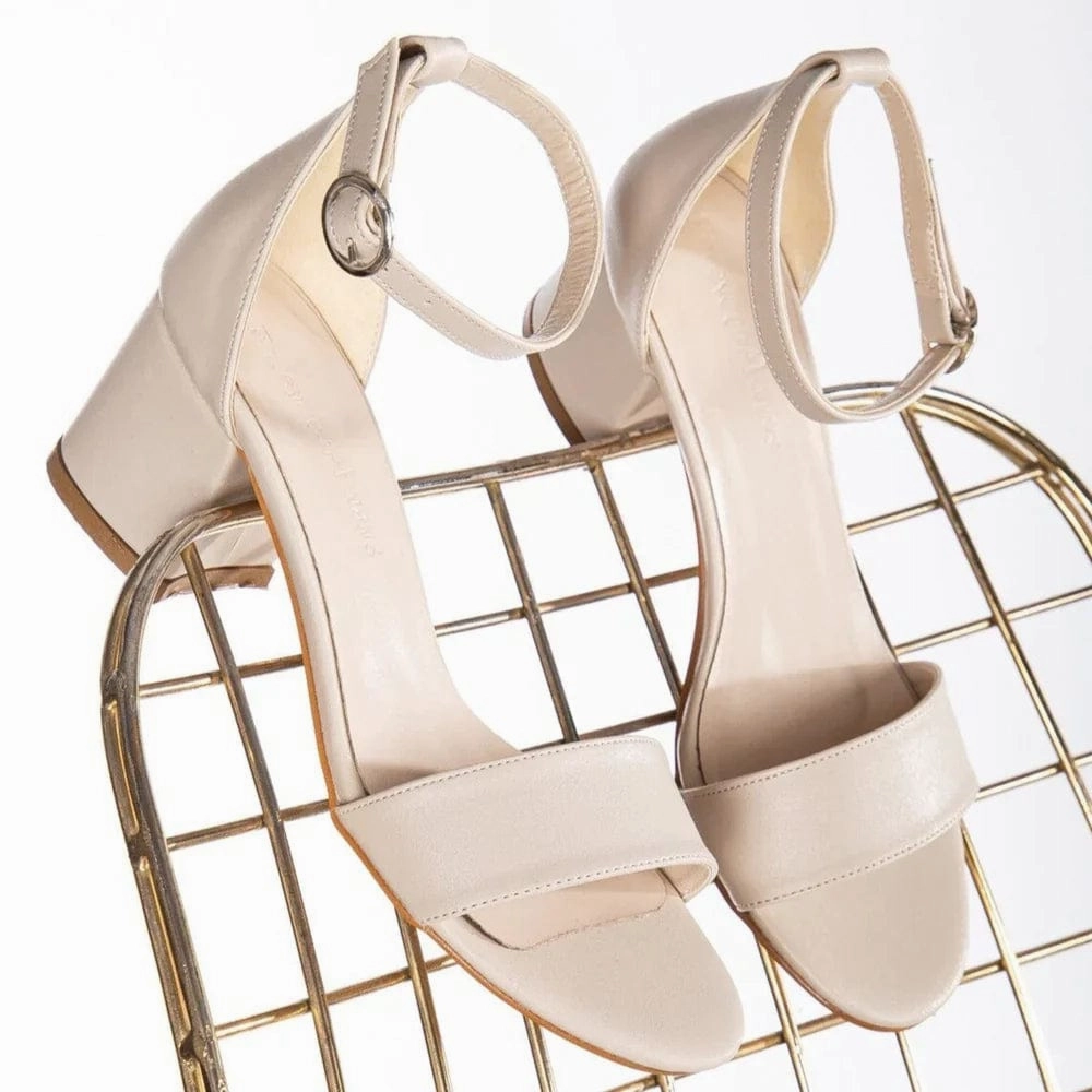 Ella Low Vegan Heels | Champagne