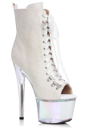 Ellie 709-AMY 7" Lace Up Bootie With Rainbow Tinted Platform