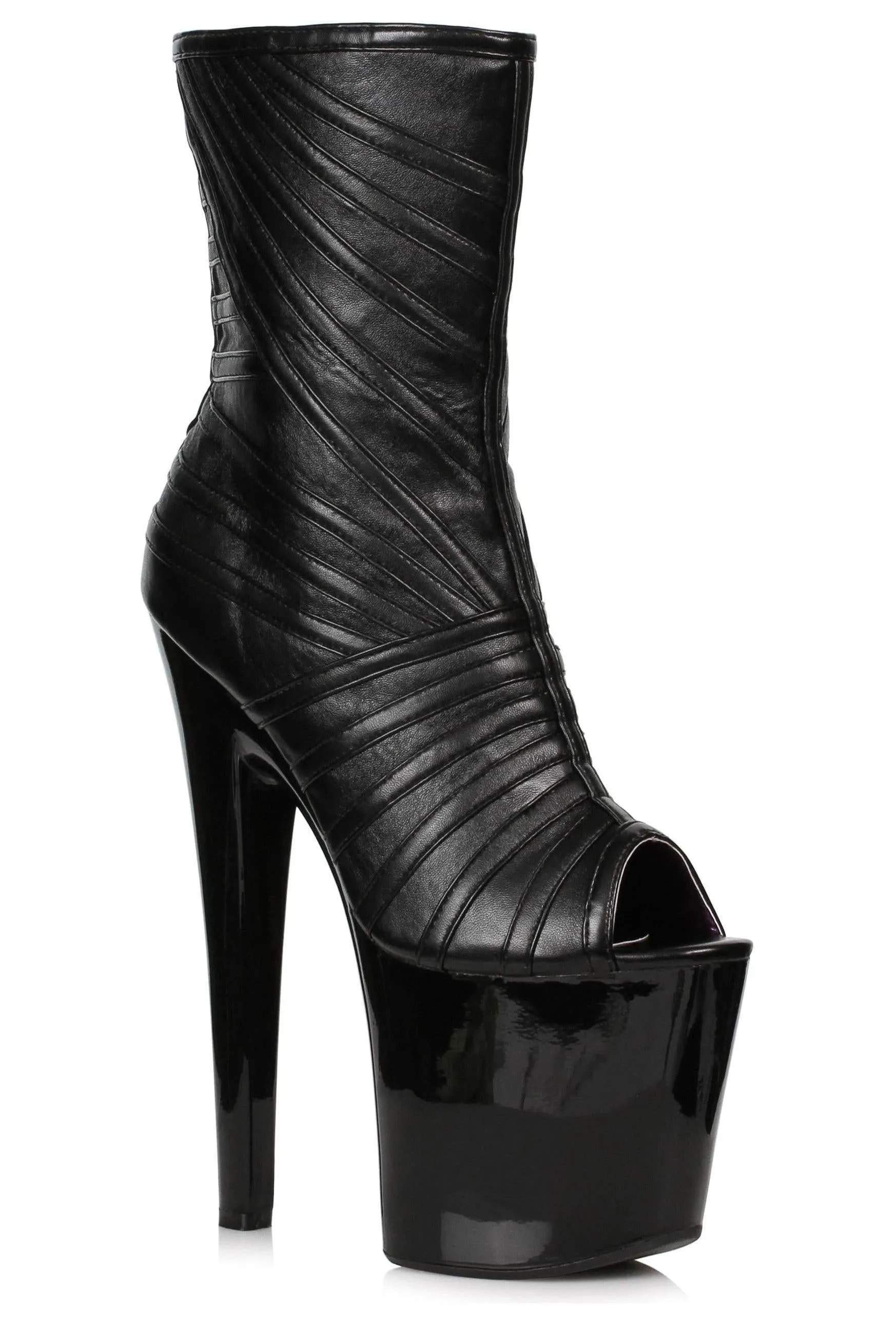 Ellie 821-PICTO 8" Platform Open Toe Ankle Boot