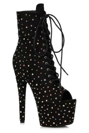 Ellie Shoes 709-ZESTFUL Open Toe Microfiber Boot with Rhinestones