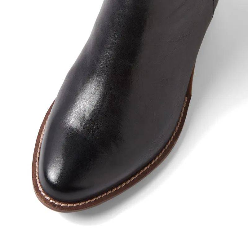 ELMER XF - BLACK LEATHER ANKLE BOOTS