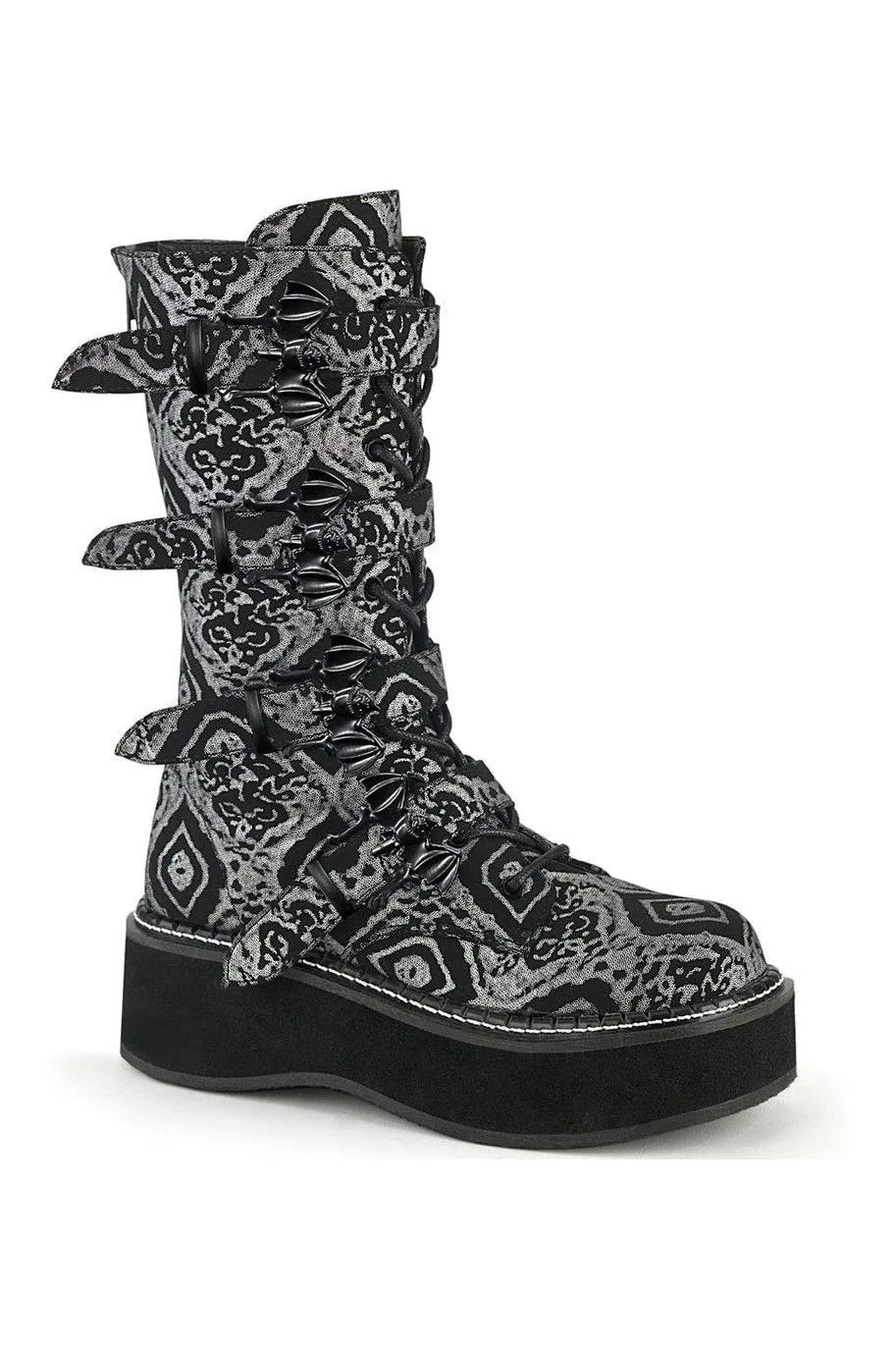 EMILY-322 Knee Boot | Black Faux Leather