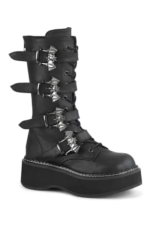 EMILY-322 Knee Boot | Black Faux Leather