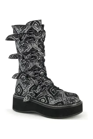 EMILY-322 Knee Boot | Black Faux Leather