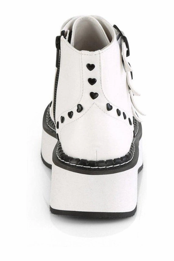 EMILY-315 Ankle Boot | White Faux Leather
