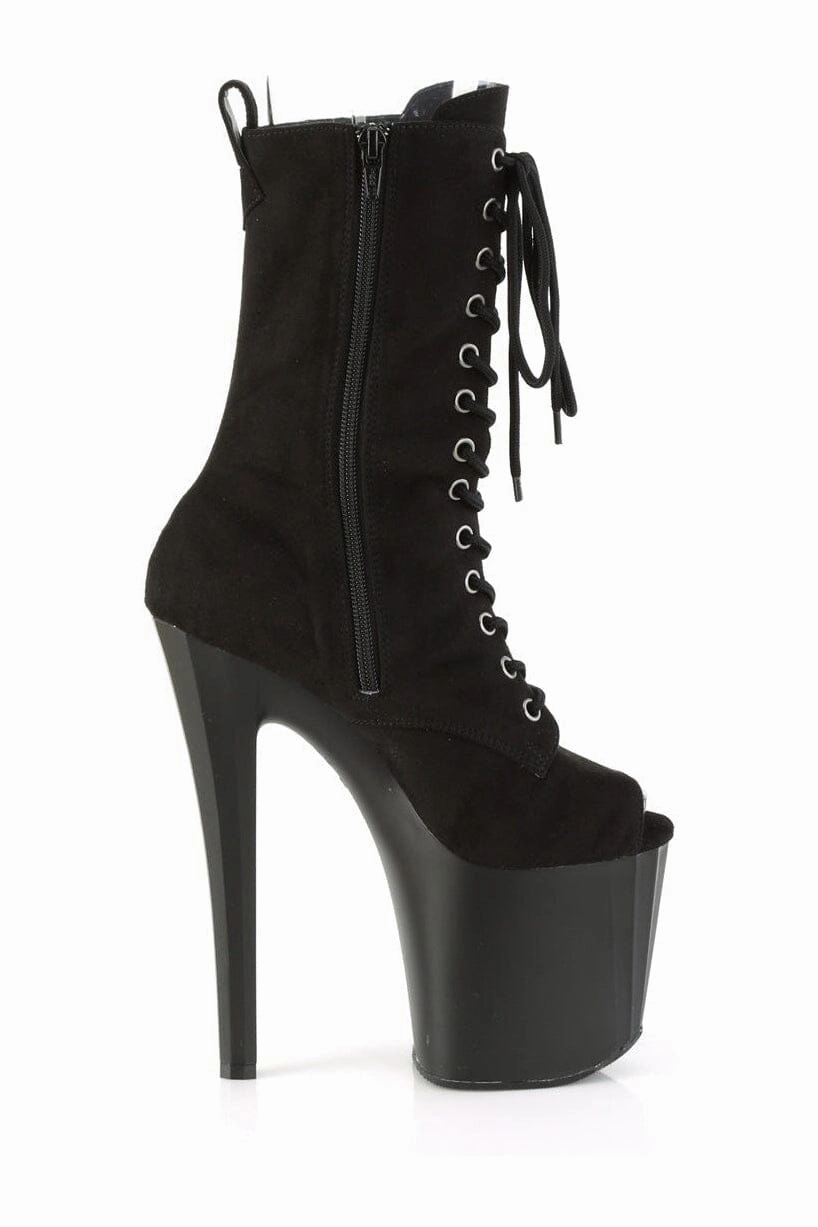 ENCHANT-1041FS Black Faux Suede Ankle Boot