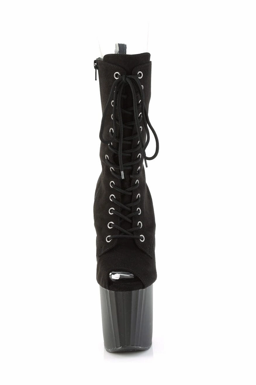 ENCHANT-1041FS Black Faux Suede Ankle Boot