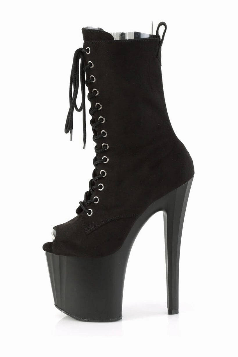 ENCHANT-1041FS Black Faux Suede Ankle Boot