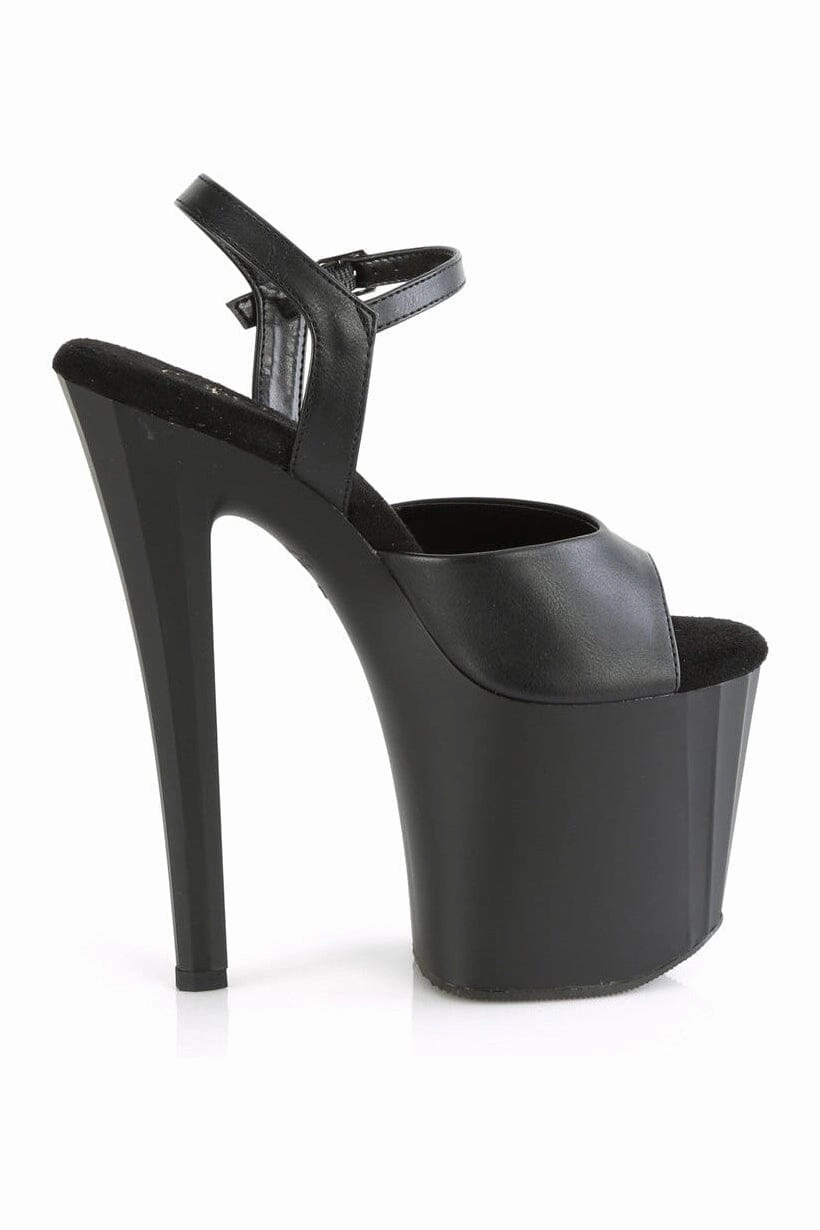 ENCHANT-709 Black Faux Leather Sandal