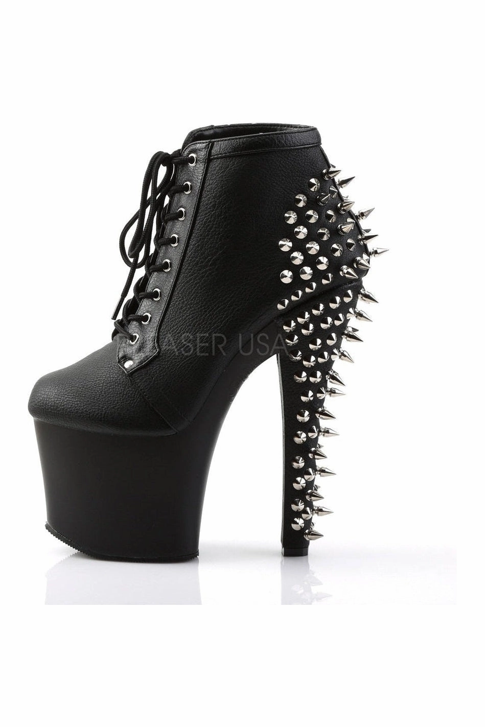 FEARLE700-28 Platform Boot  | Black Faux Leather