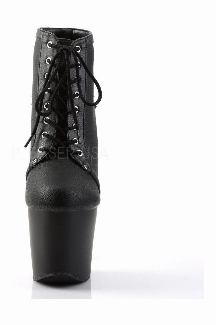 FEARLE700-28 Platform Boot  | Black Faux Leather