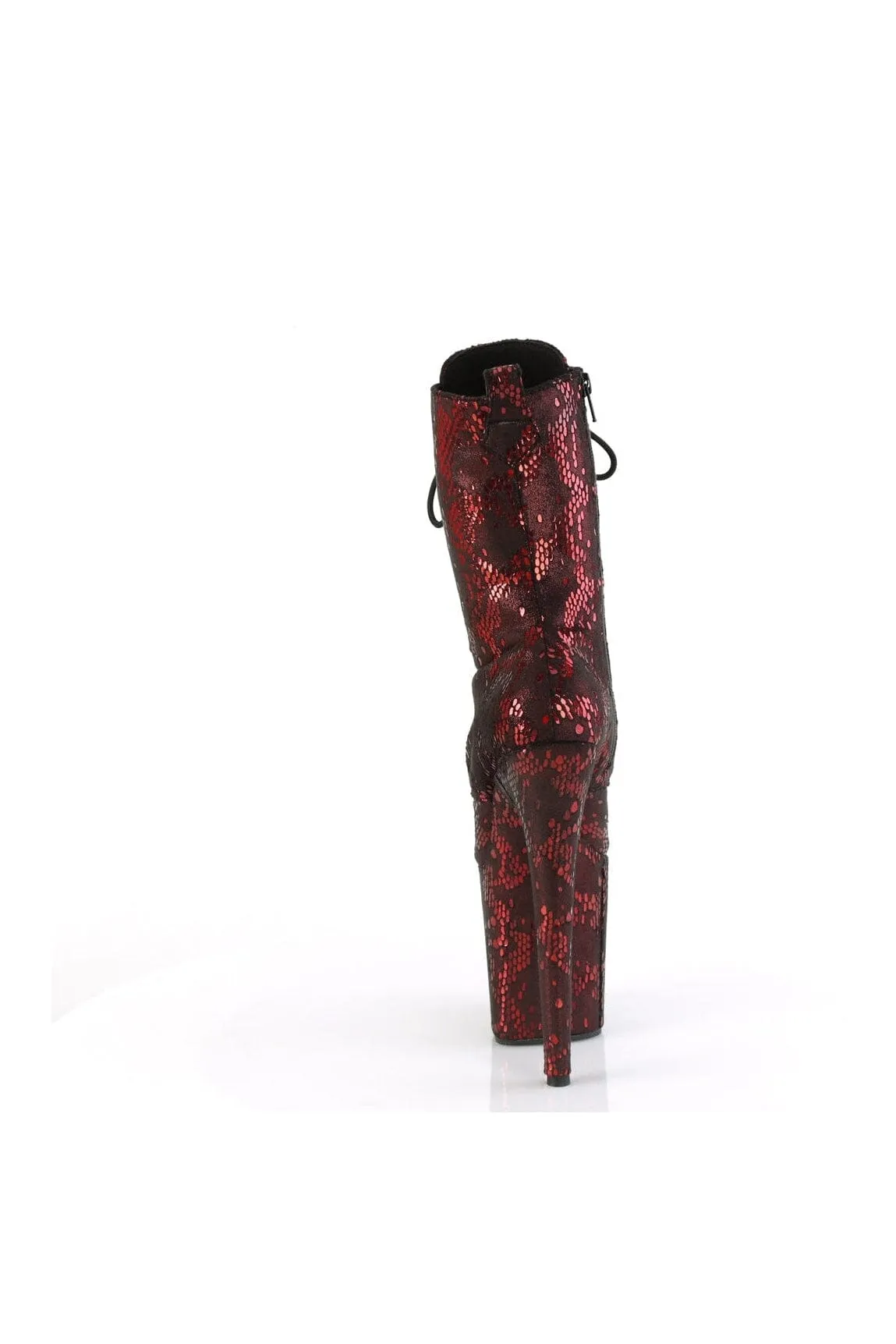 FLAMINGO-1040SPF Red Faux Snake Ankle Boot