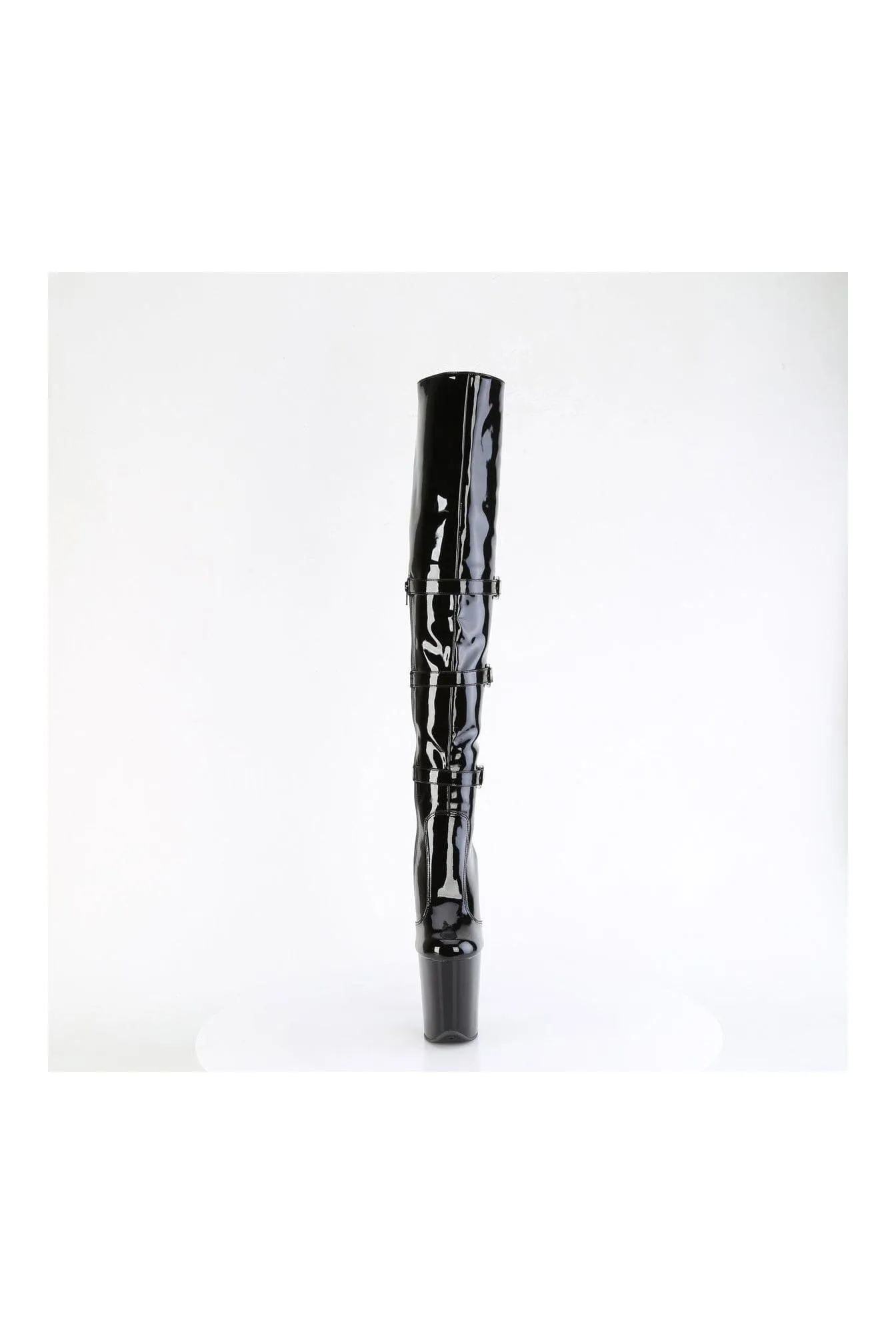 FLAMINGO-3018 Black Patent Thigh Boot