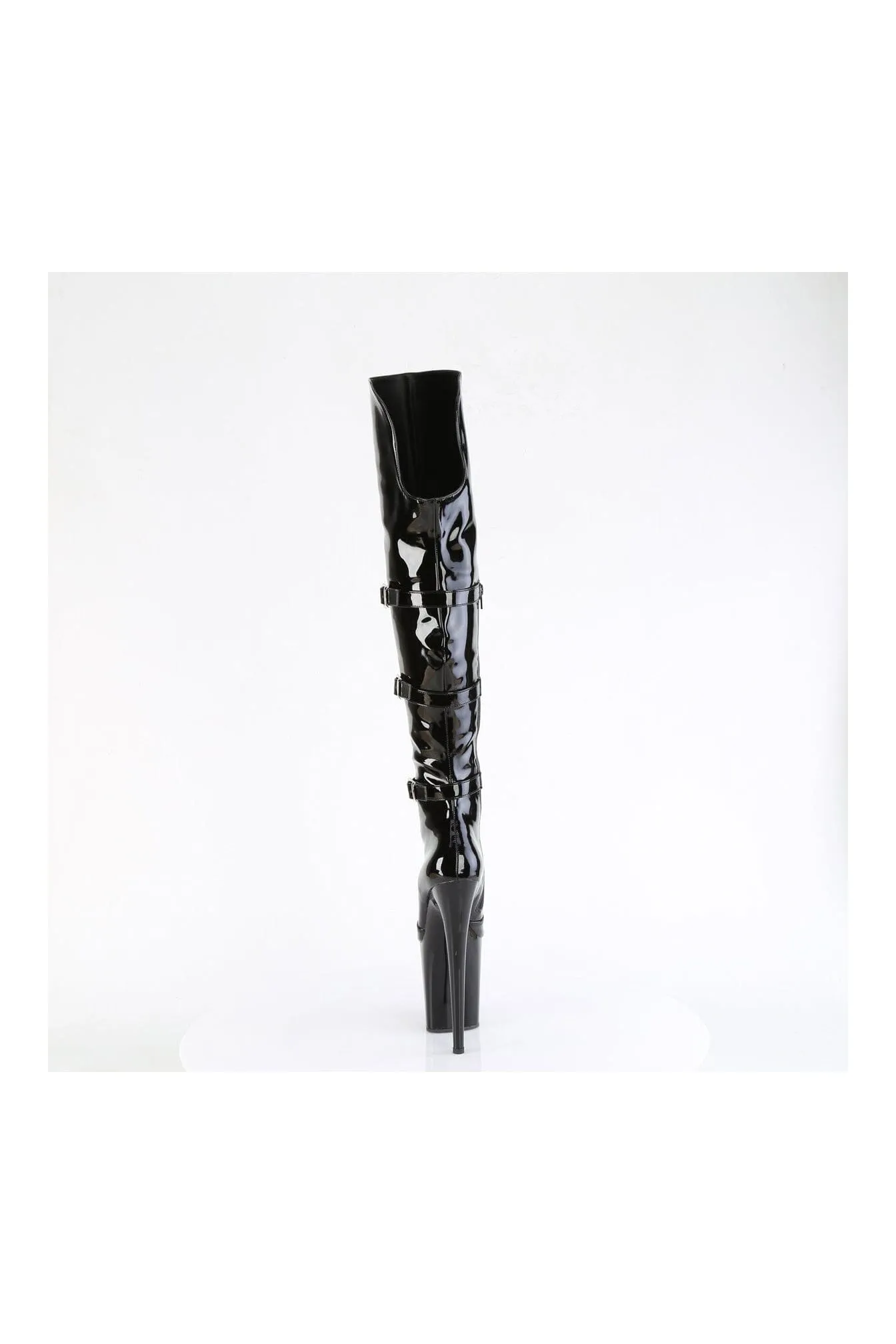 FLAMINGO-3018 Black Patent Thigh Boot