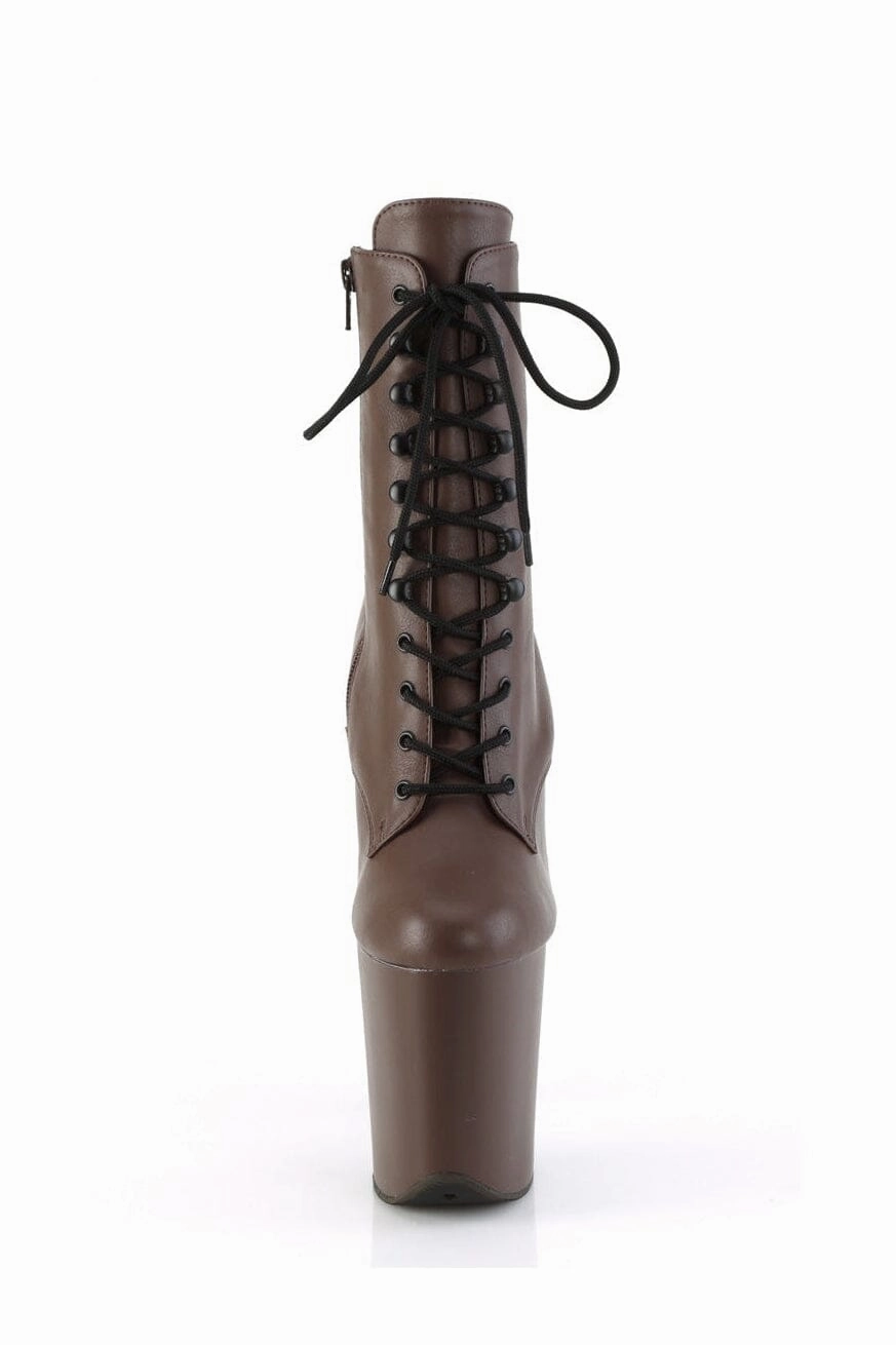 FLAMINGO-1020 Brown Faux Leather Ankle Boot