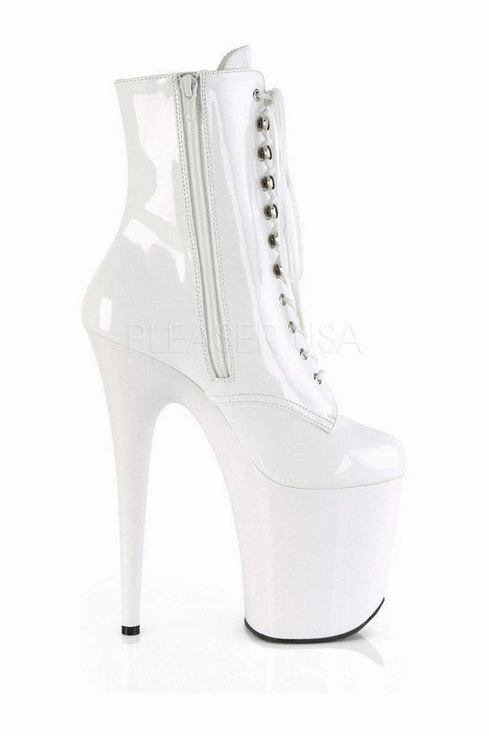 FLAMINGO-1020 Platform Ankle Boot | White Patent
