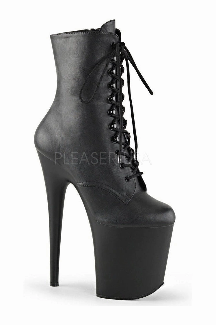 FLAMINGO-1020 Platform Boot  | Black Faux Leather