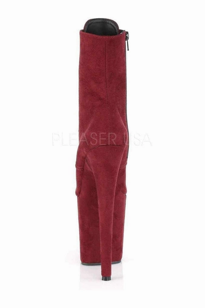 FLAMINGO-1020FS Platform Ankle Boot | Burgundy Faux Leather