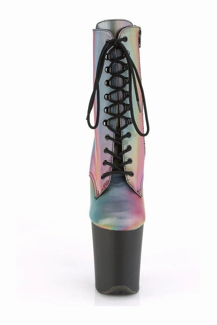 FLAMINGO-1020REFL Exotic Platform Boot | Black Faux Leather