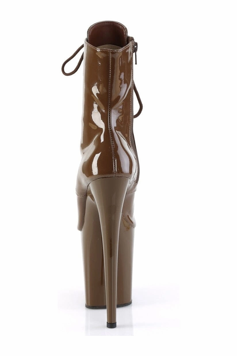 FLAMINGO-1021 Brown Patent Ankle Boot