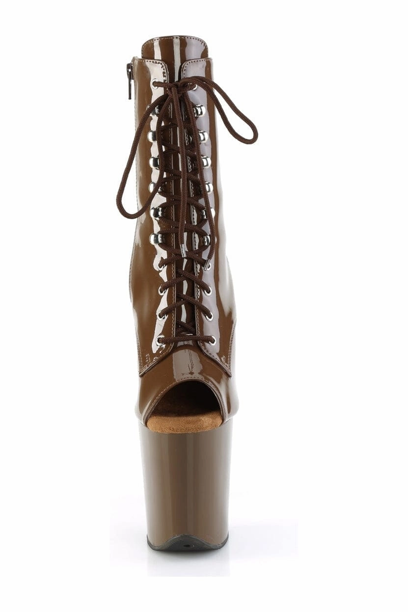 FLAMINGO-1021 Brown Patent Ankle Boot
