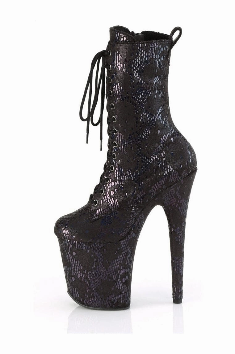 FLAMINGO-1040SPF Black Faux Snake Ankle Boot
