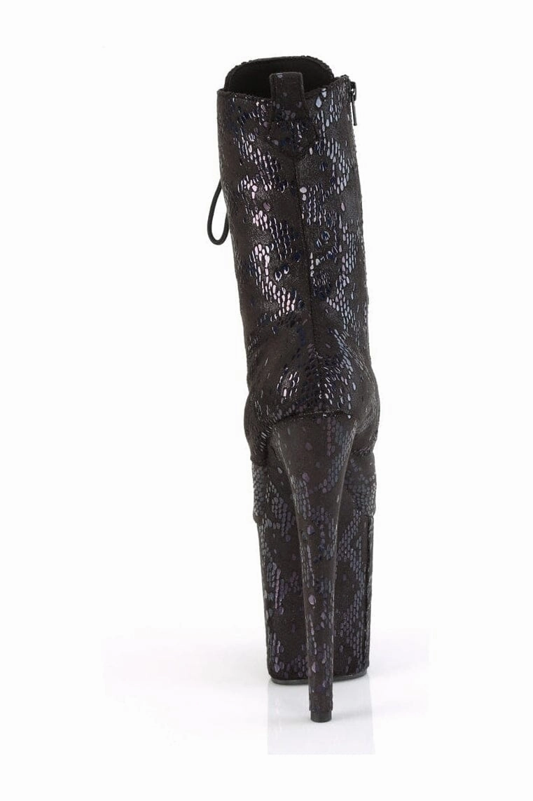 FLAMINGO-1040SPF Black Faux Snake Ankle Boot