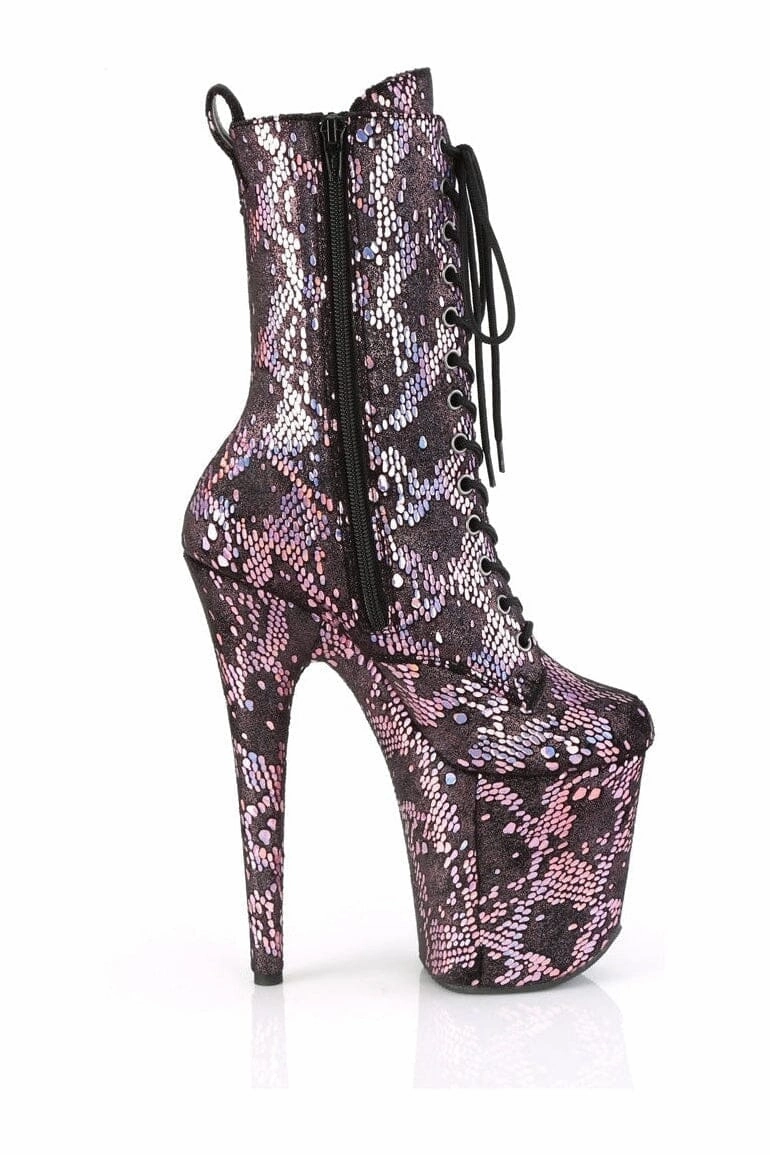 FLAMINGO-1040SPF Pink Faux Snake Ankle Boot