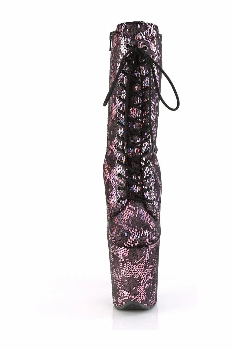 FLAMINGO-1040SPF Pink Faux Snake Ankle Boot