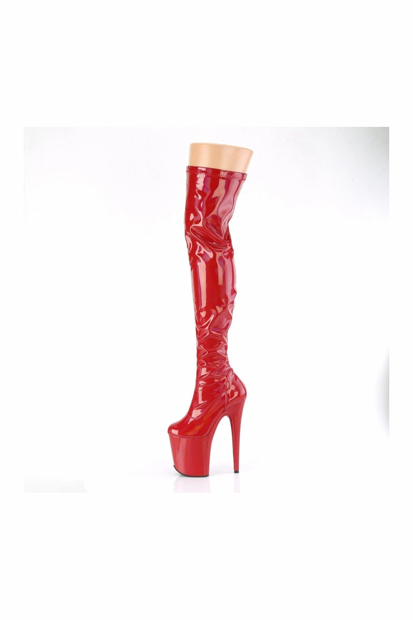 FLAMINGO-3000HWR Red Hologram Thigh Boot