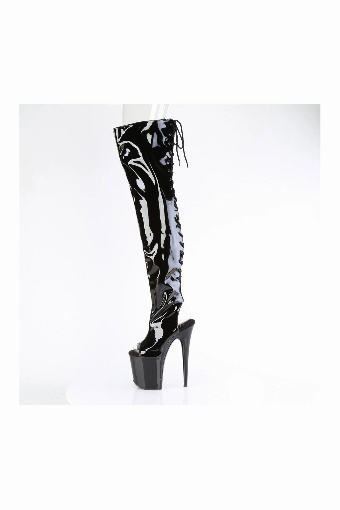 FLAMINGO-3017 Black Patent Thigh Boot