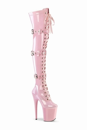 FLAMINGO-3028 Pink Patent Thigh Boot