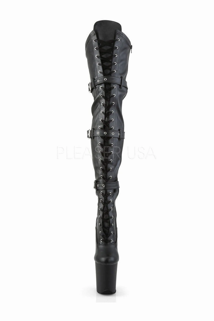 FLAMINGO-3028 Platform Boot  | Black Faux Leather