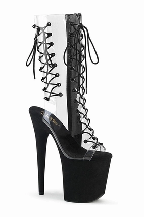 FLAMINGO-800-60FS Exotic Knee Boot | Clear Vinyl