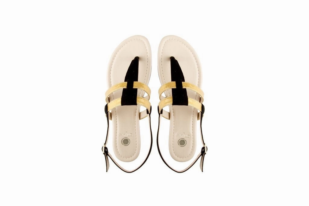 Gabriella Pinatex Vegan Leather Gladiator Sandals | Black & Gold