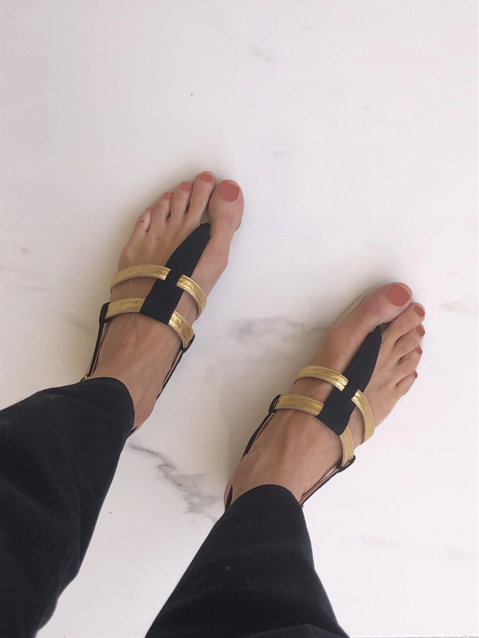 Gabriella Pinatex Vegan Leather Gladiator Sandals | Black & Gold
