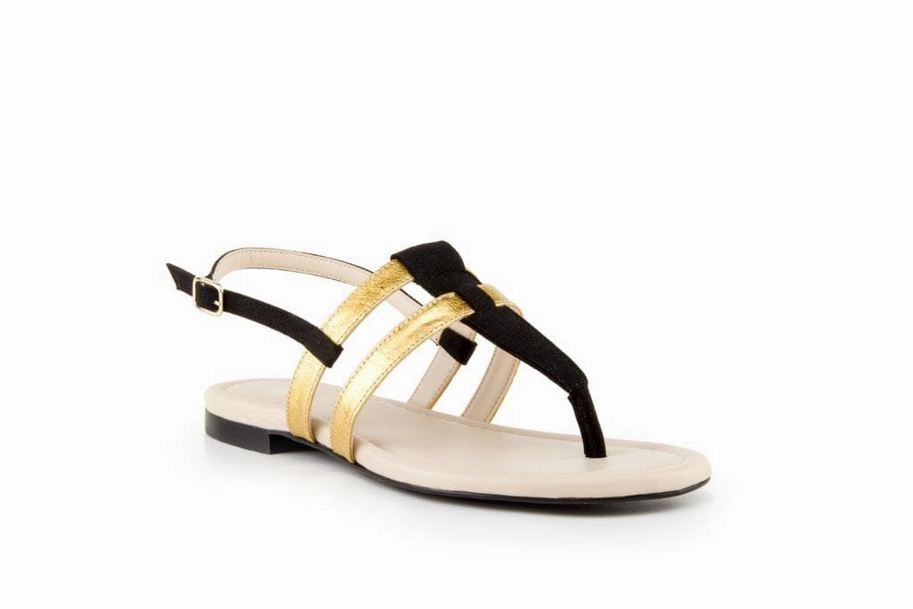Gabriella Pinatex Vegan Leather Gladiator Sandals | Black & Gold