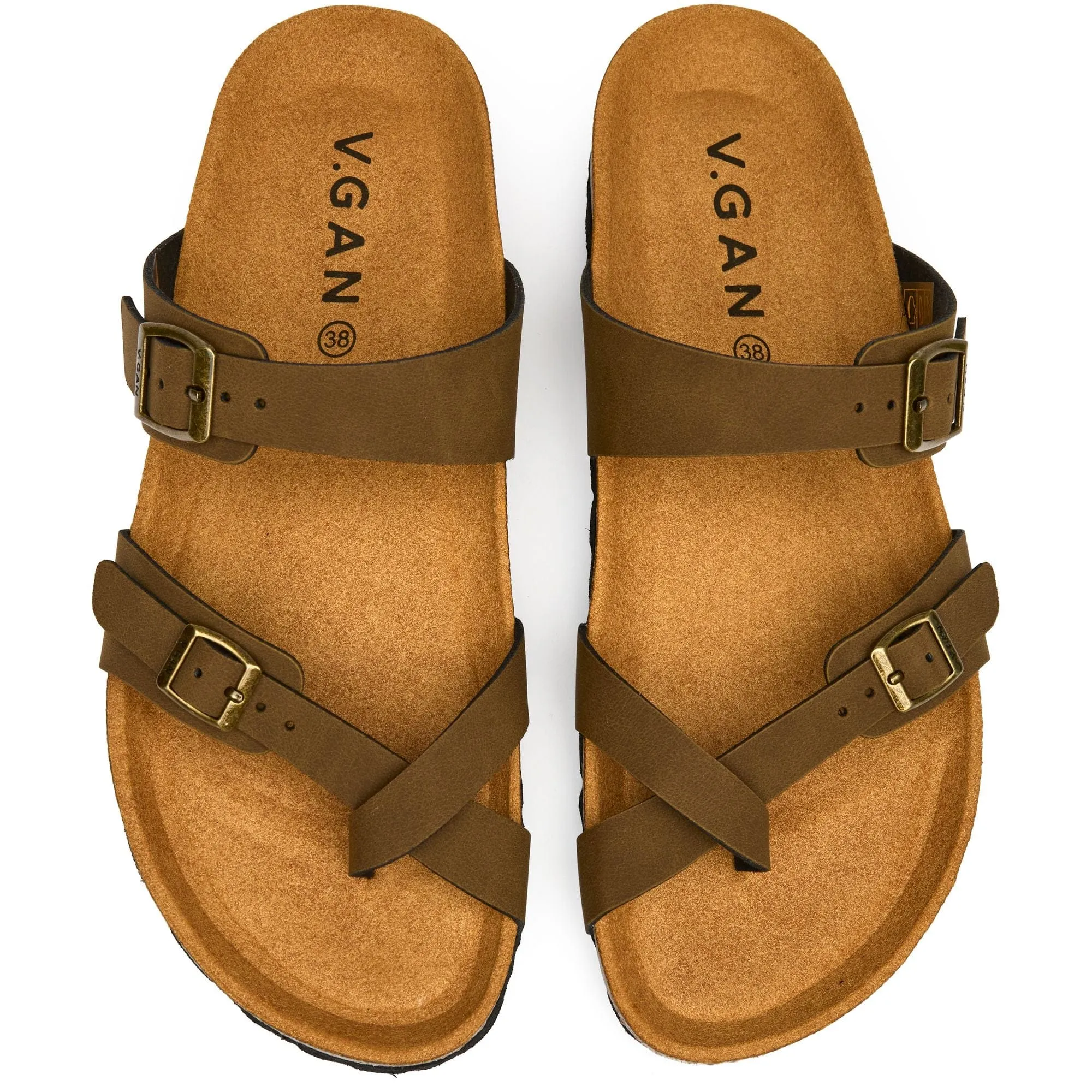Garlic Women's Comfort Vegan Leather Footbed Sandals | Brown