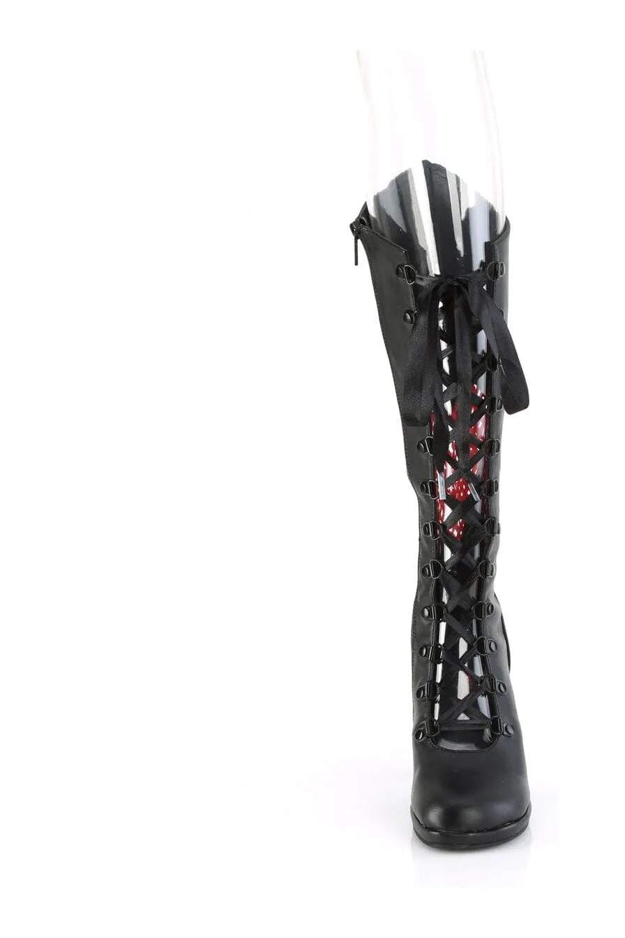 GLAM-243 Black Vegan Leather Knee Boot