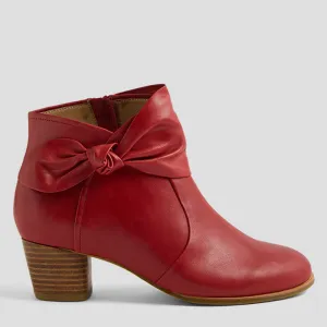 GROOVIE W - DARK RED LEATHER ANKLE BOOTS