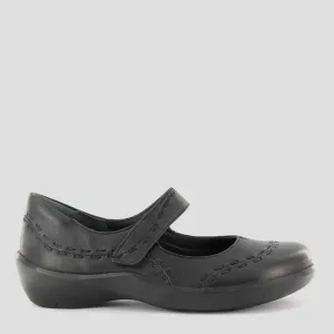 GUMMIBEAR W - BLACK LEATHER MARY-JANE FLATS