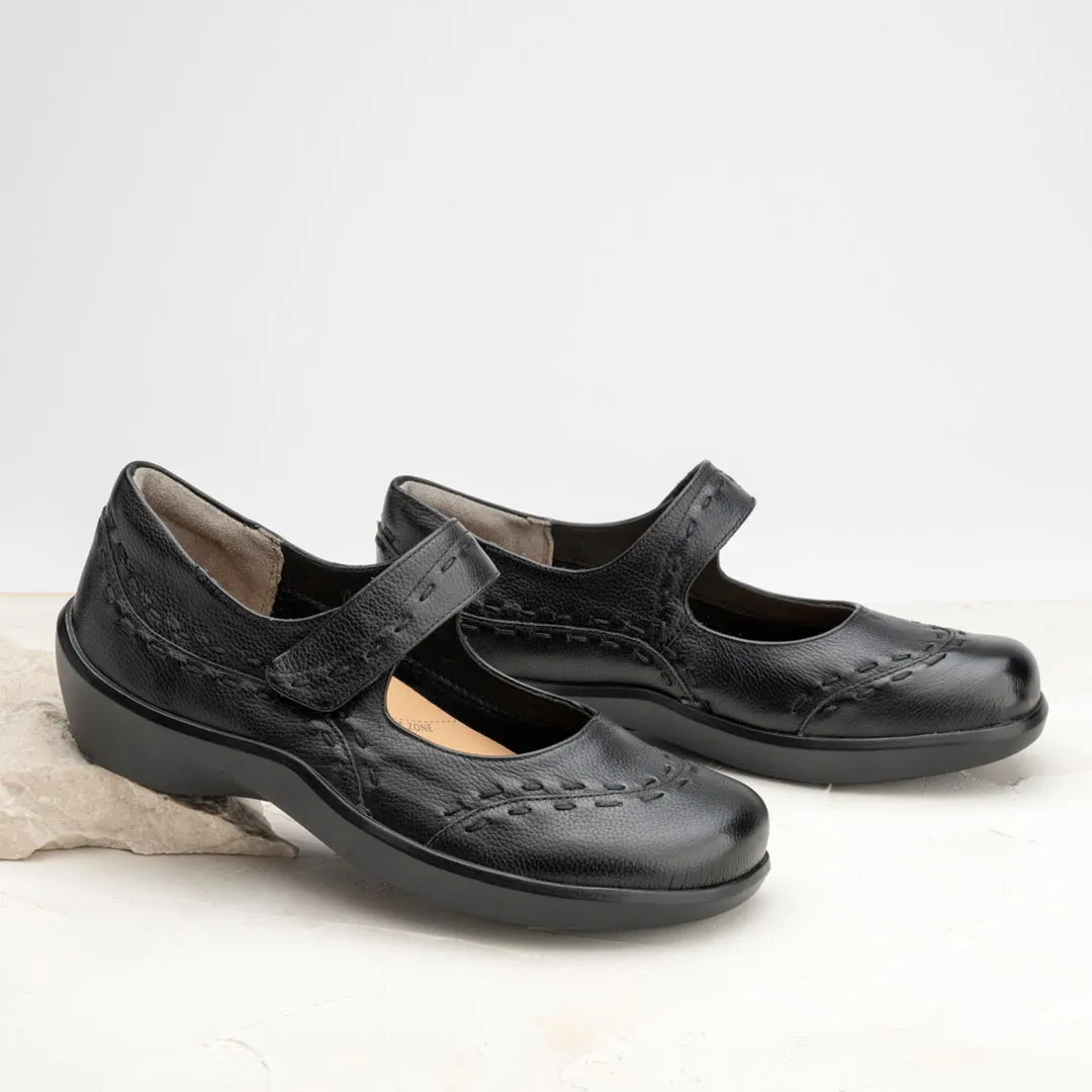 GUMMIBEAR W - BLACK LEATHER MARY-JANE FLATS