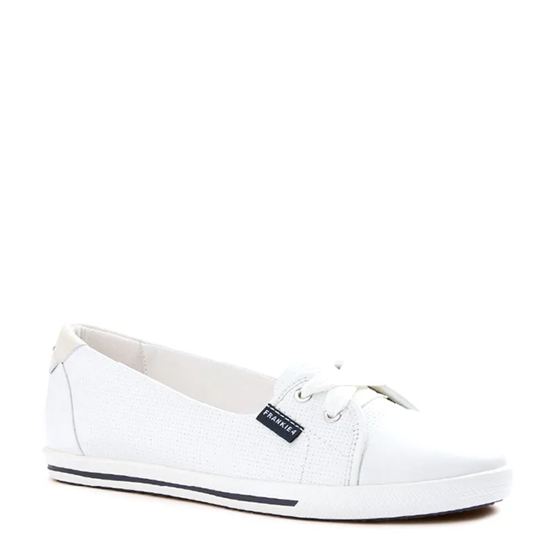 HANNAH III - WHITE PUNCHED LEATHER FLATS