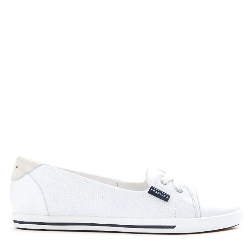 HANNAH III - WHITE PUNCHED LEATHER FLATS