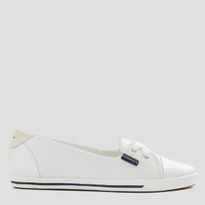 HANNAH III - WHITE PUNCHED LEATHER FLATS