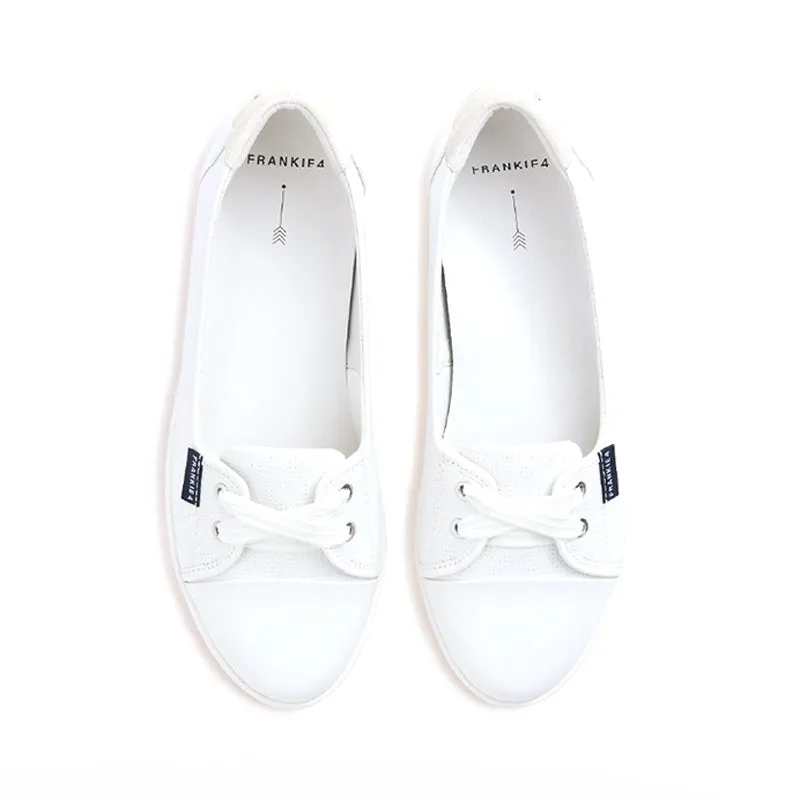 HANNAH III - WHITE PUNCHED LEATHER FLATS