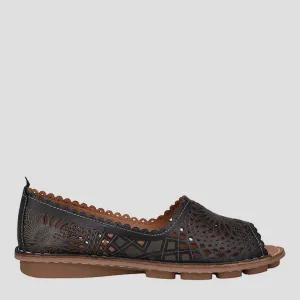 HURMET - BLACK LEATHER FLATS