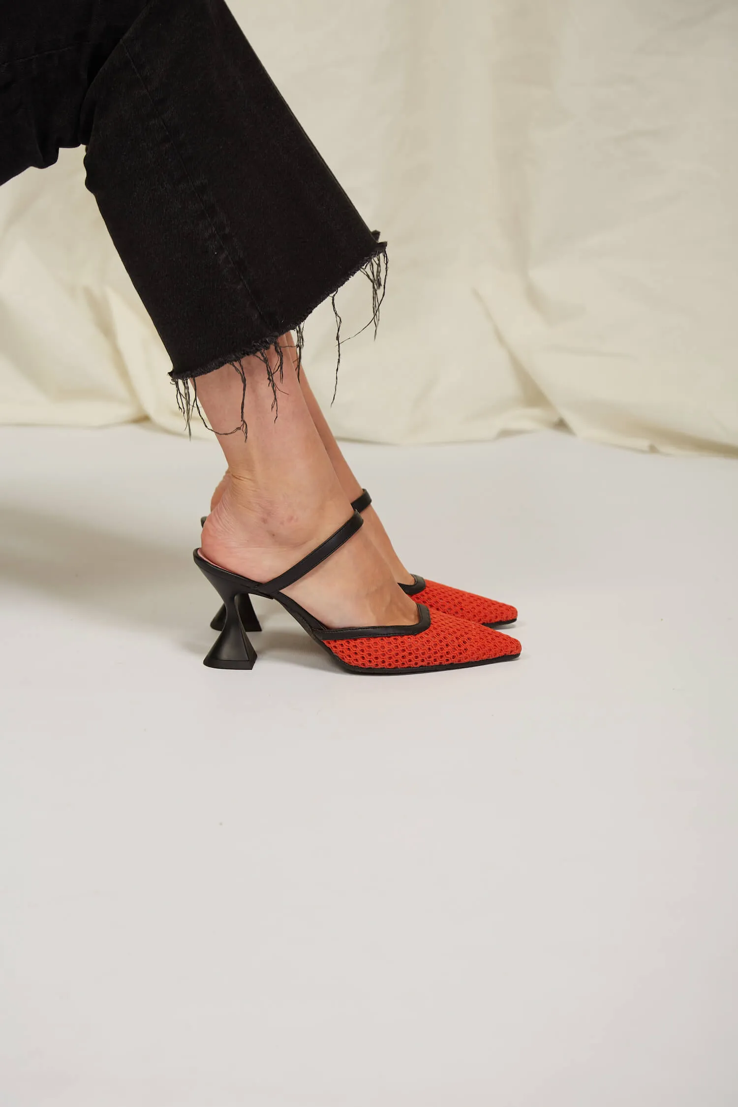Ibiza Cotton Mesh Pointed Heels | Orange